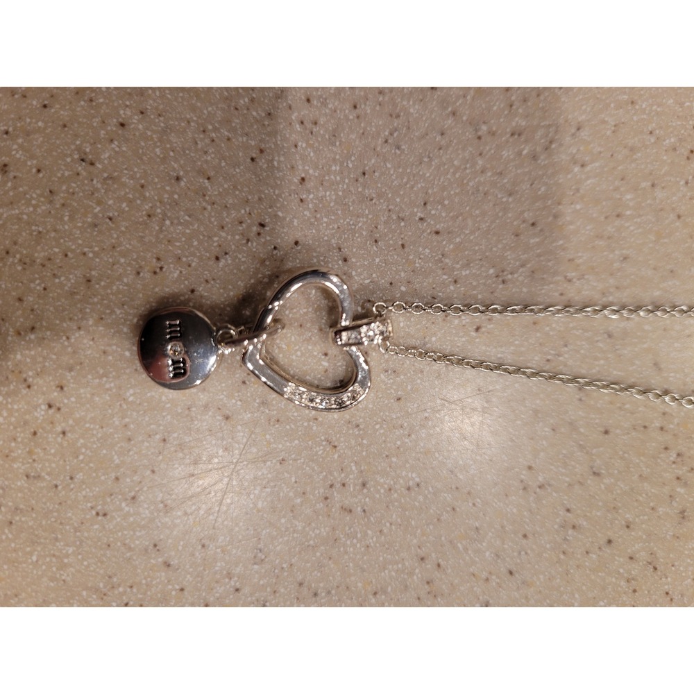 Sterling Silver Mom Heart Pendant Necklace Crystal‎ Accents Silver Tone Jewelry